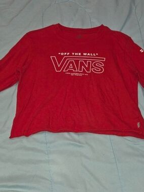 Vans Red Long-Sleeve Tee with White 'Vans' Logo